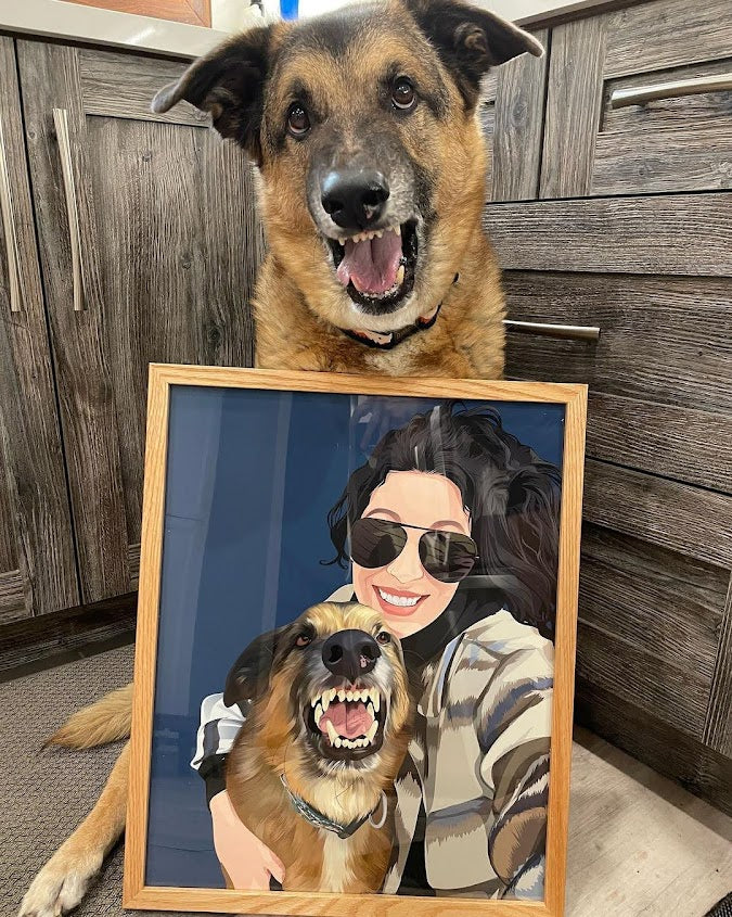Dog with Custom Pet Portrait Memorial | Tag4MyPet