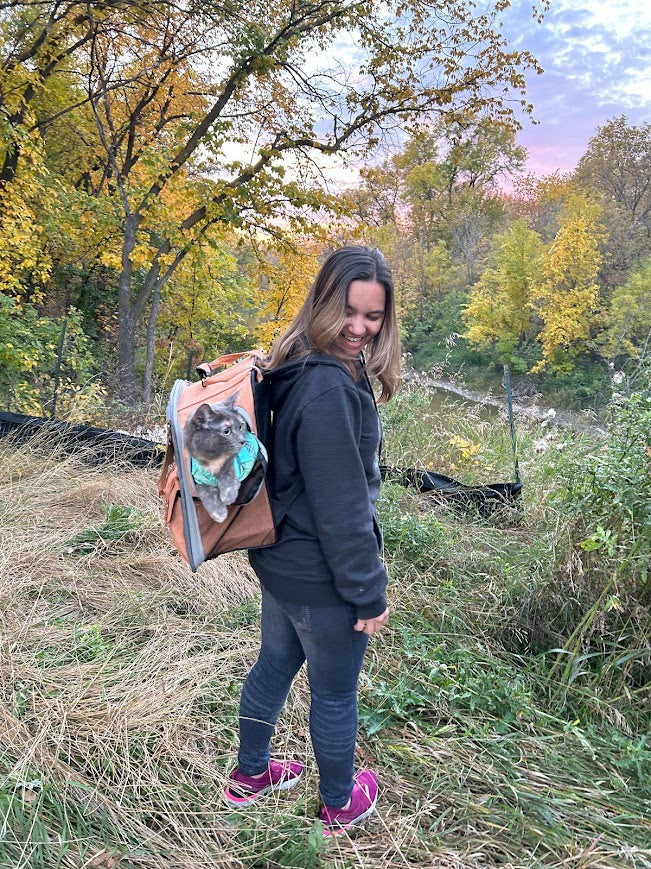 Woman and Dog on a Trip