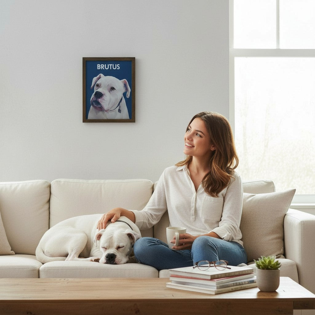 Custom Pet Memorial Portrait – Personalized Dog & Cat Artwork