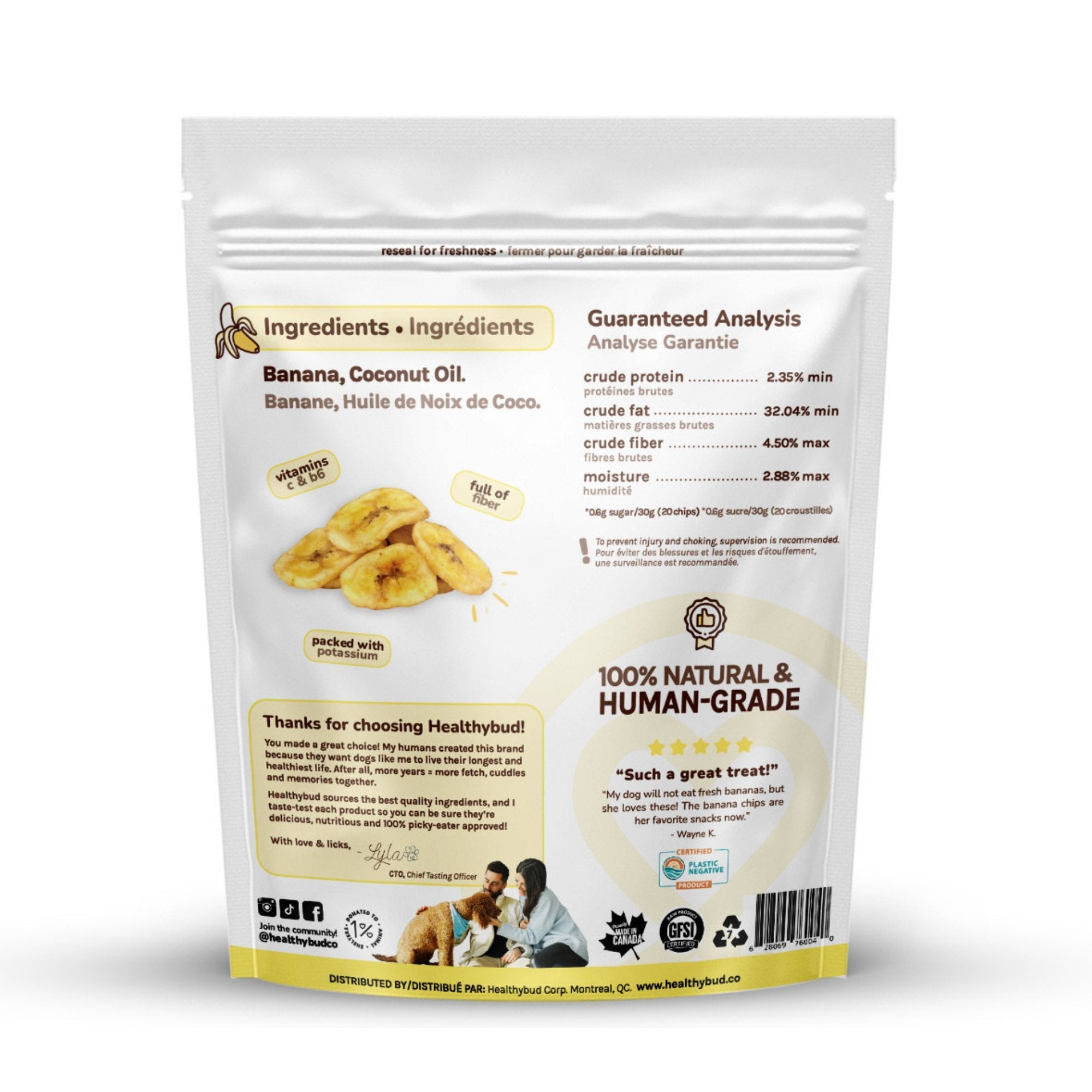 Back of Banana dog treats