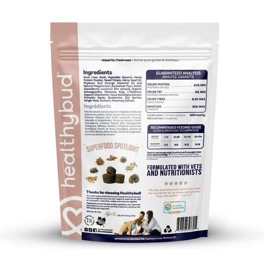 Back of calm treats for dogs