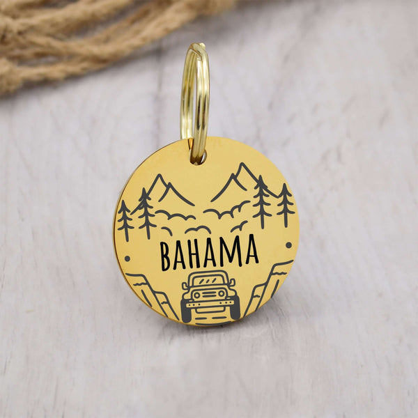 Laser-engraved dog tag with mountains | Tag4MyPet
