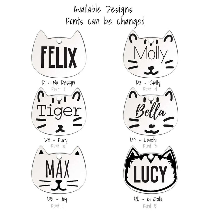 Cat Shaped ID Tag Designs | Tag4MyPet