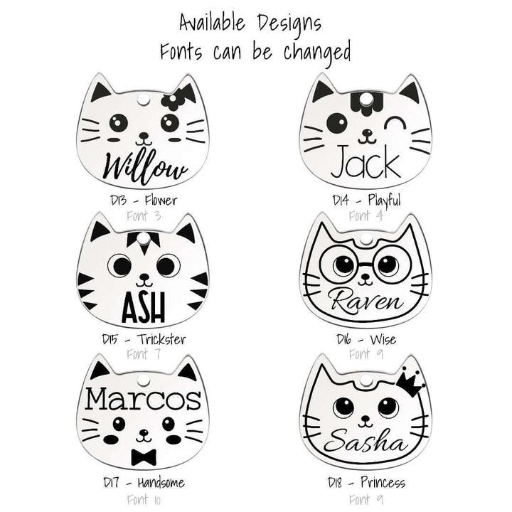 Cat Shaped ID Tag Designs (3) | Tag4MyPet