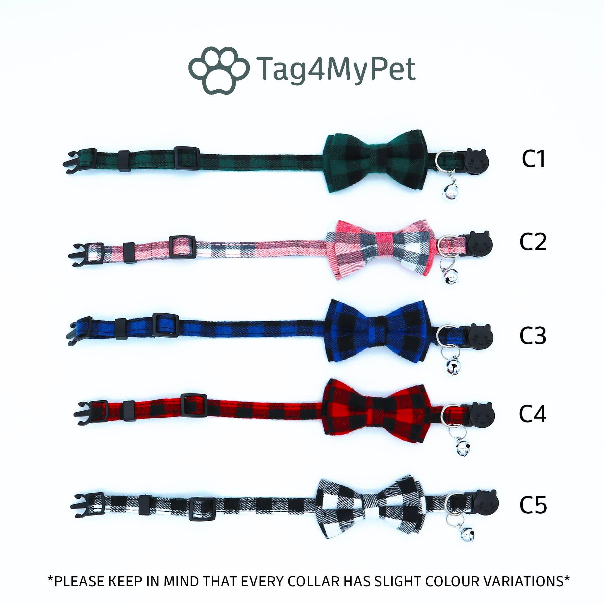 Bow Tie Collar Colours for Cat | Tag4MyPet
