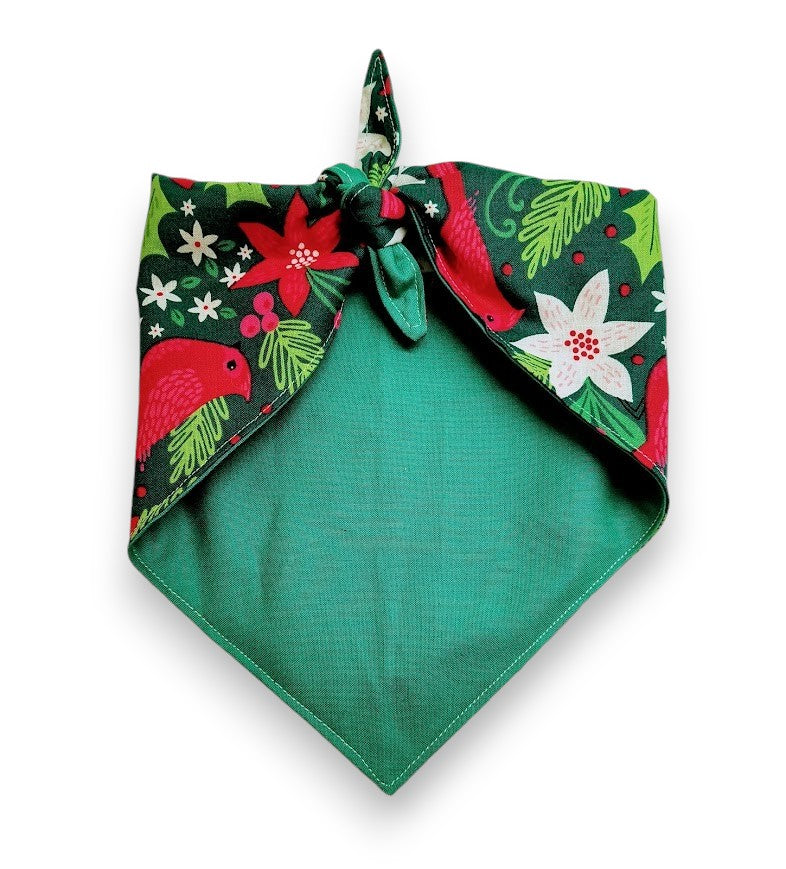 Backside of our Poinsetta Pattern Christmas Bandana