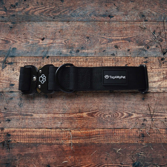 Black Tactical Dog Collar | Tag4MyPet