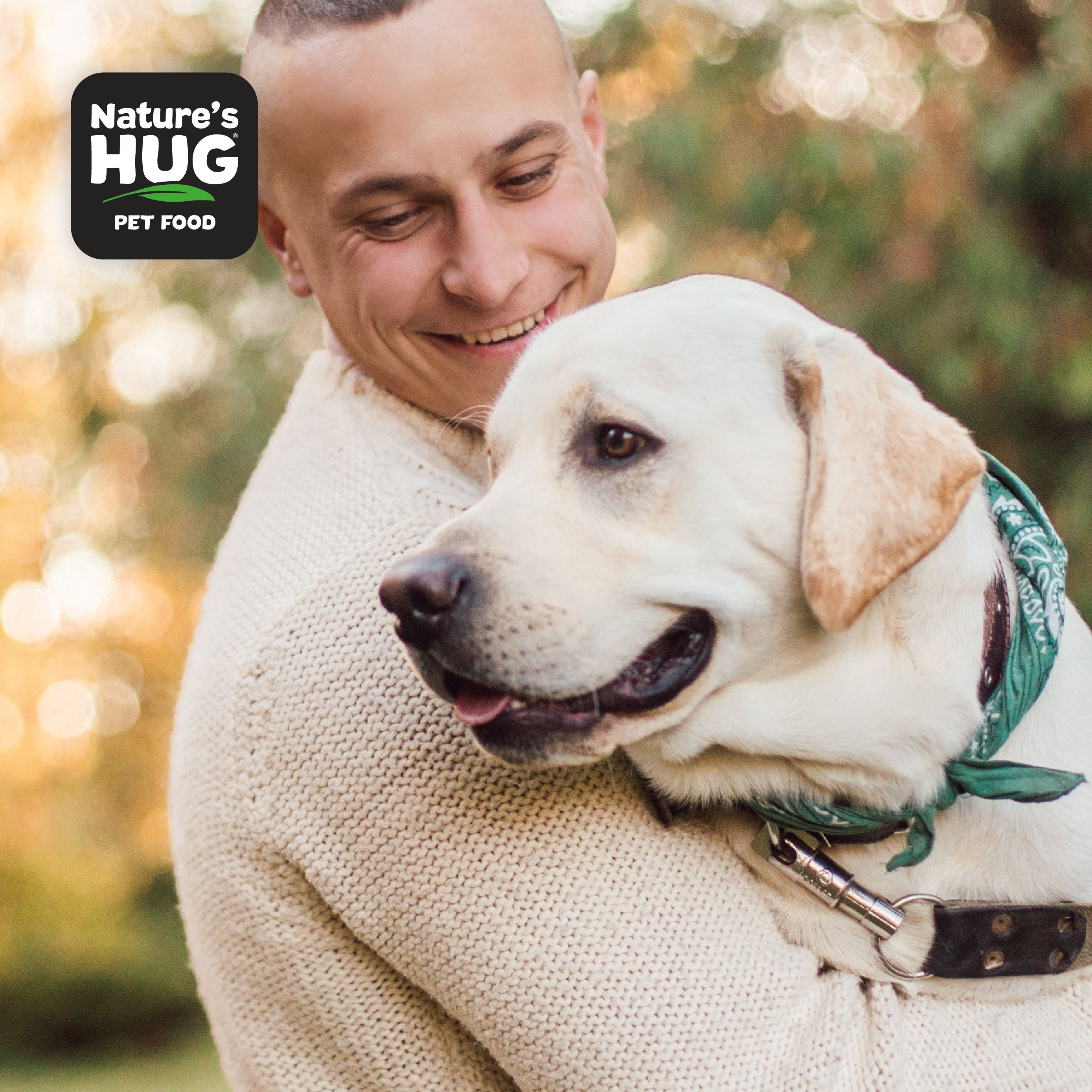 Dog and Man Smiling Dog Food Kibble