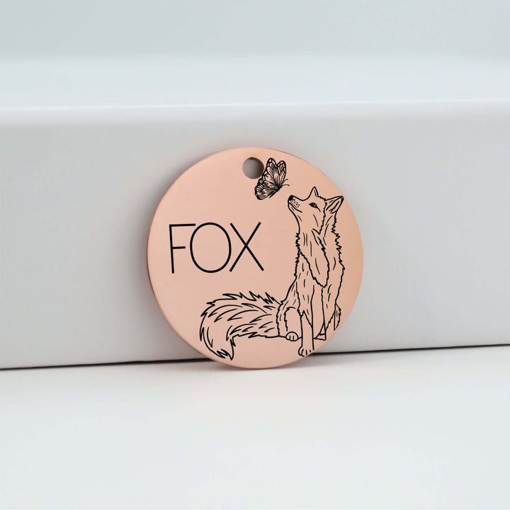 Stainless Steel Tags for Pets Fox Design in Rose Gold | Tag4MyPet