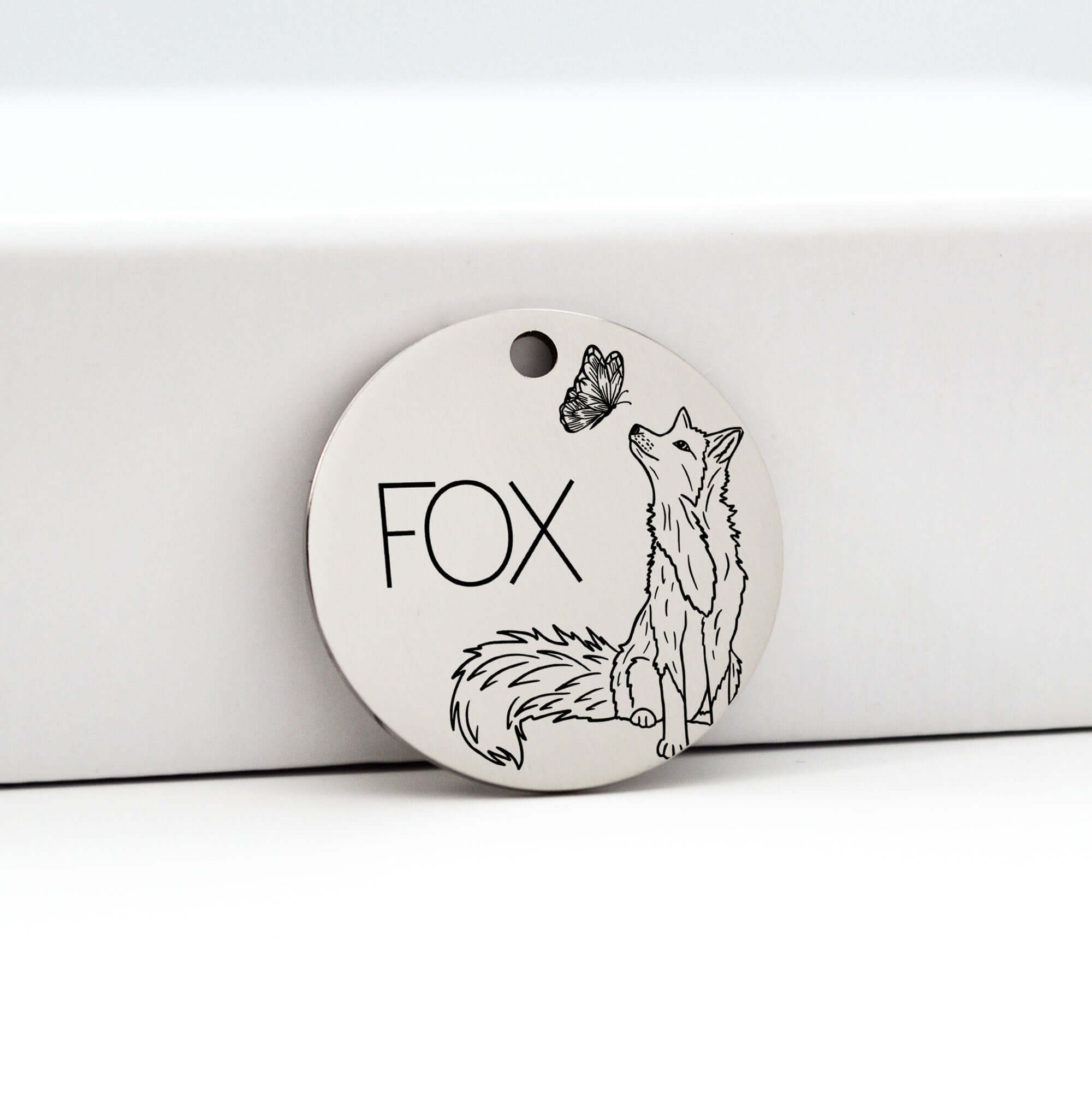 Stainless Steel Tags for Pets Fox Design in Silver | Tag4MyPet