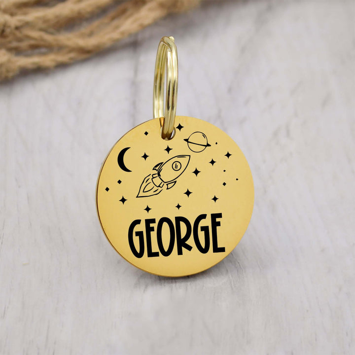 Stainless Steel Laser-Engraved Pet Tags Space Theme| Tag4MyPet