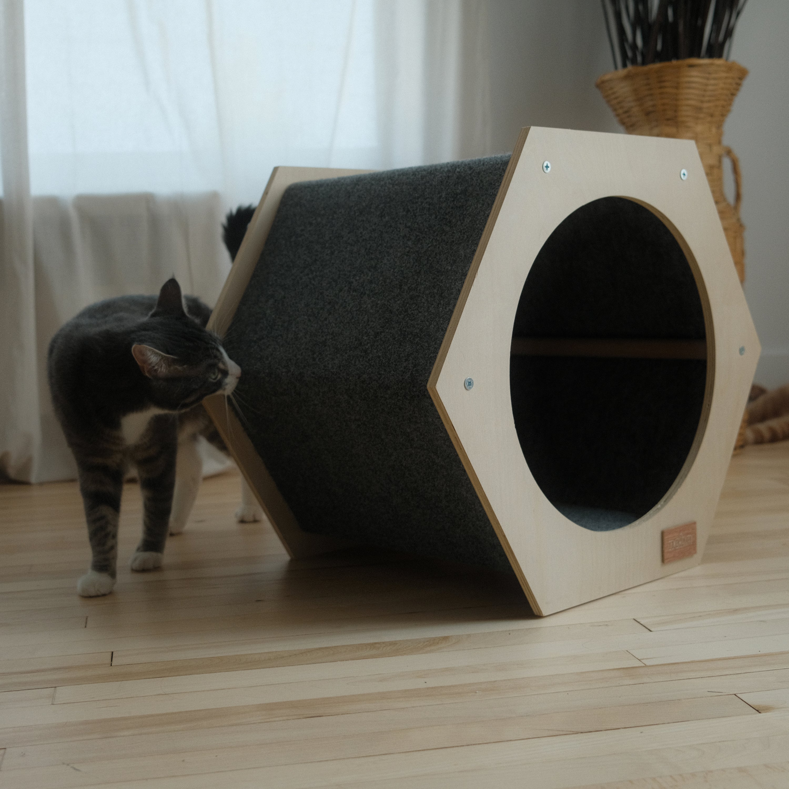 Hexagon Scratchable Cat House – Modern & Cozy Condo