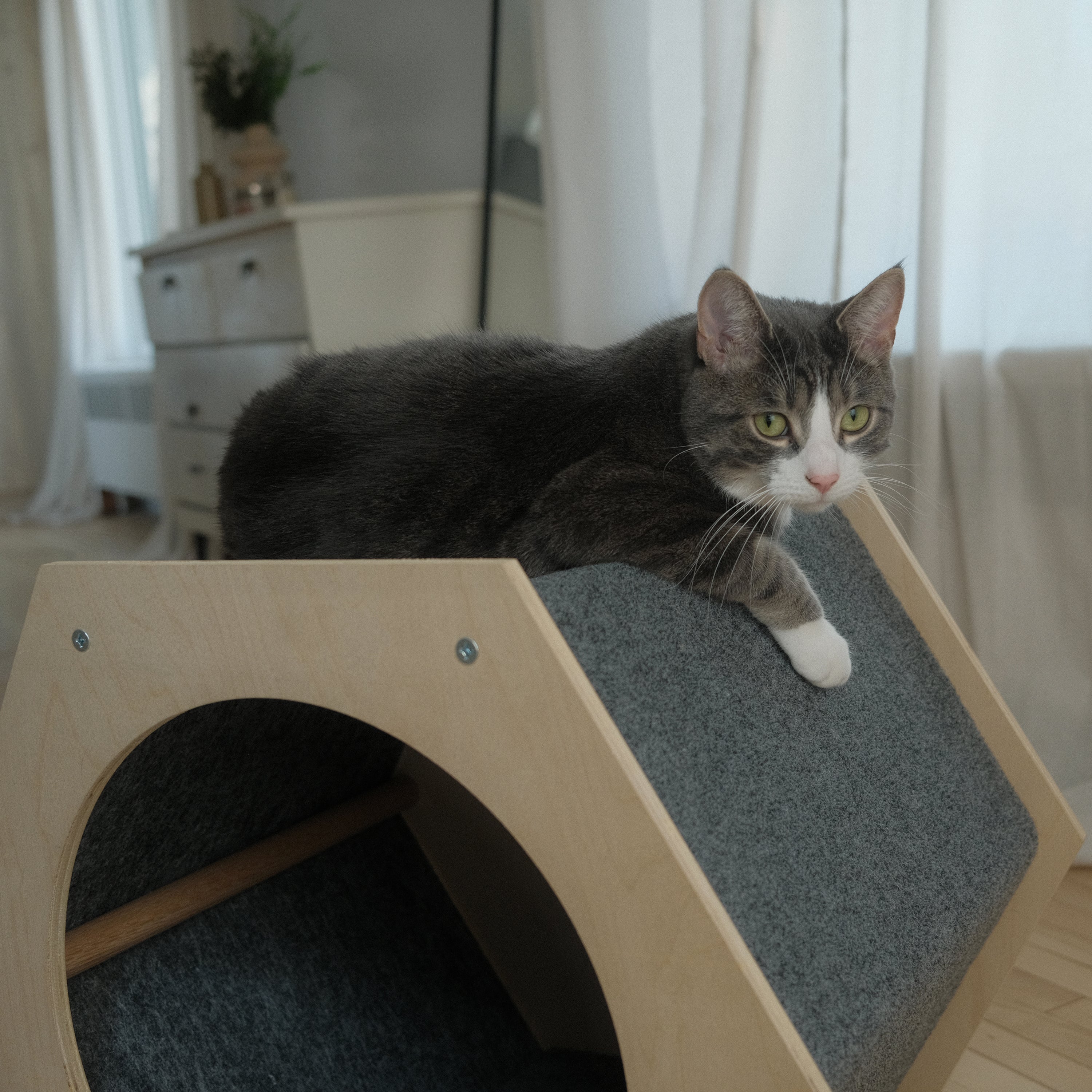Hexagon Scratchable Cat House – Modern & Cozy Condo