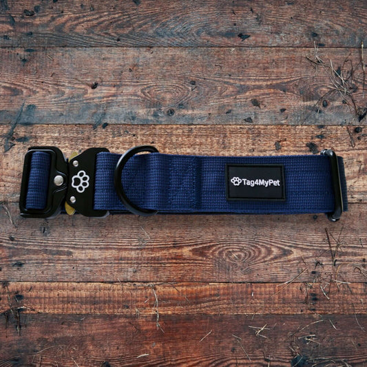 Blue Tactical Dog Collar | Tag4MyPet