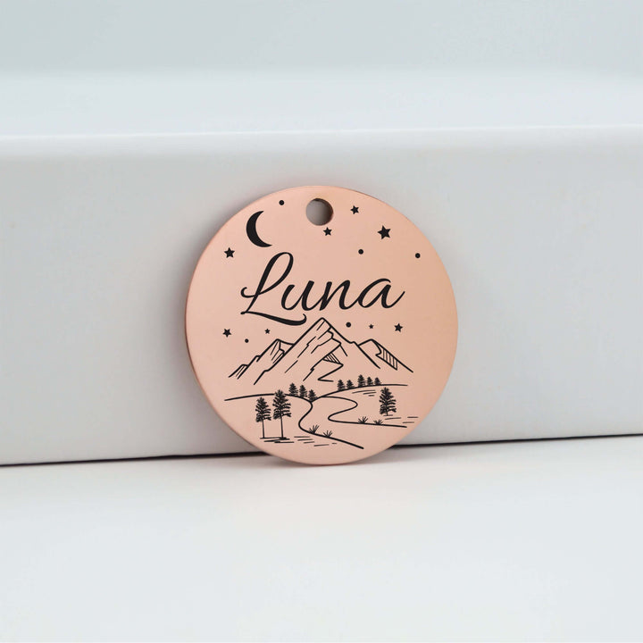 Pet Tag with Moon and Stars in Rose Gold | Tag4MyPet