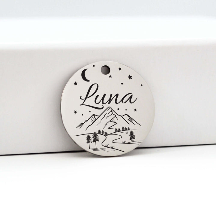 Pet Tag with Moon and Stars in Silver | Tag4MyPet
