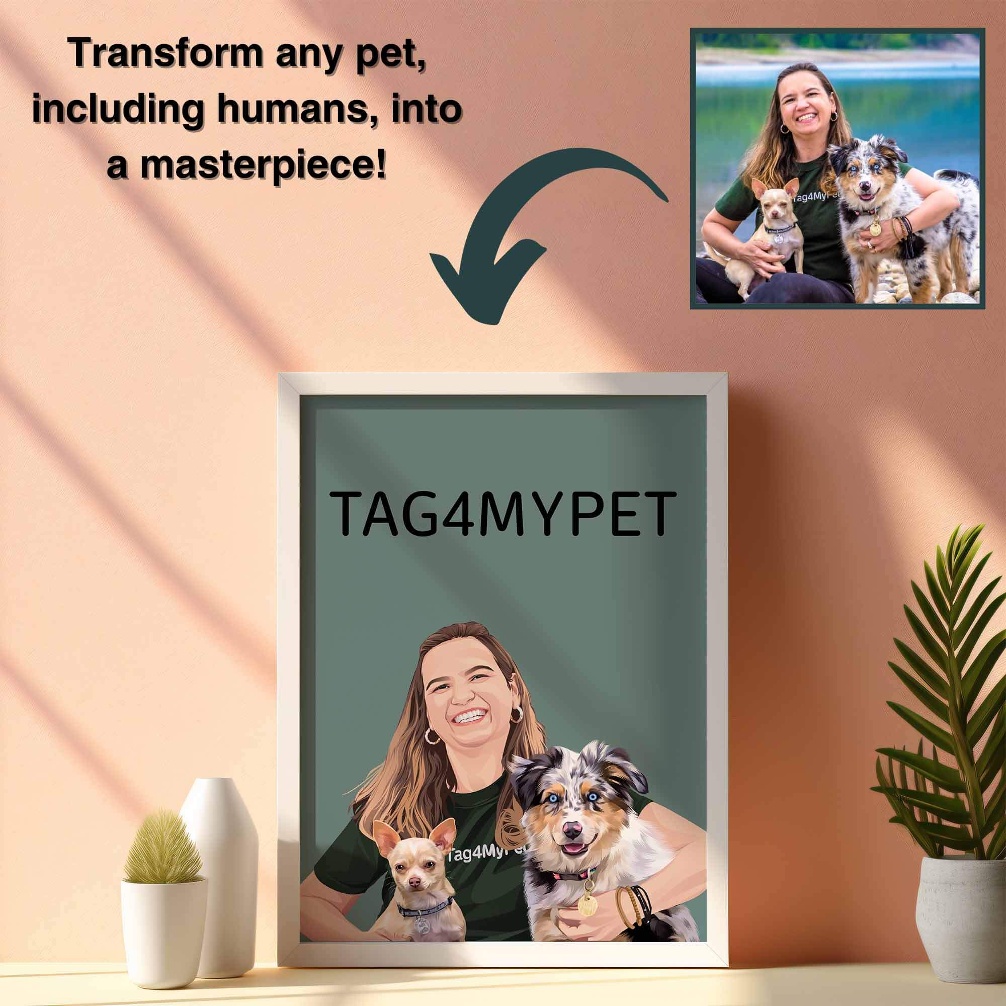 Masterpiece Pet and Human Portrait Vectorized