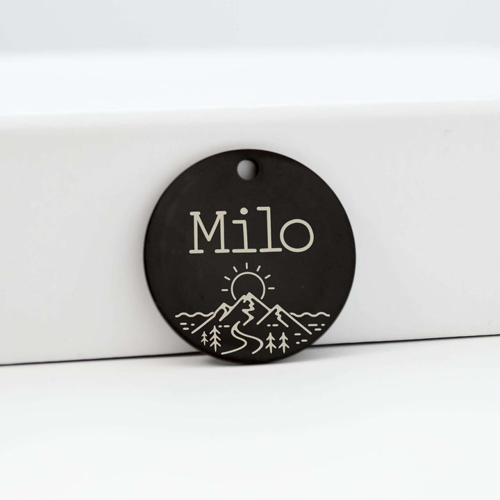 Mountain Design Pet Tag in Black | Tag4MyPet