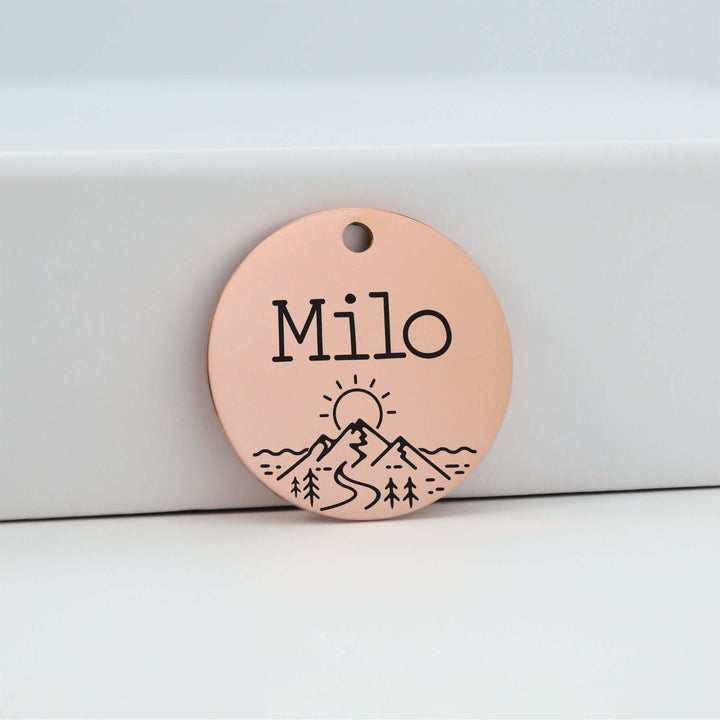 Mountain Design Pet Tag in Rose Gold | Tag4MyPet