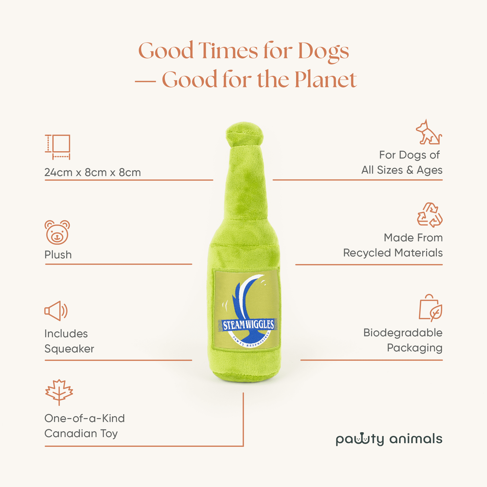 Brew Chew Plush Dog Toy – Squeaky & Eco-Friendly