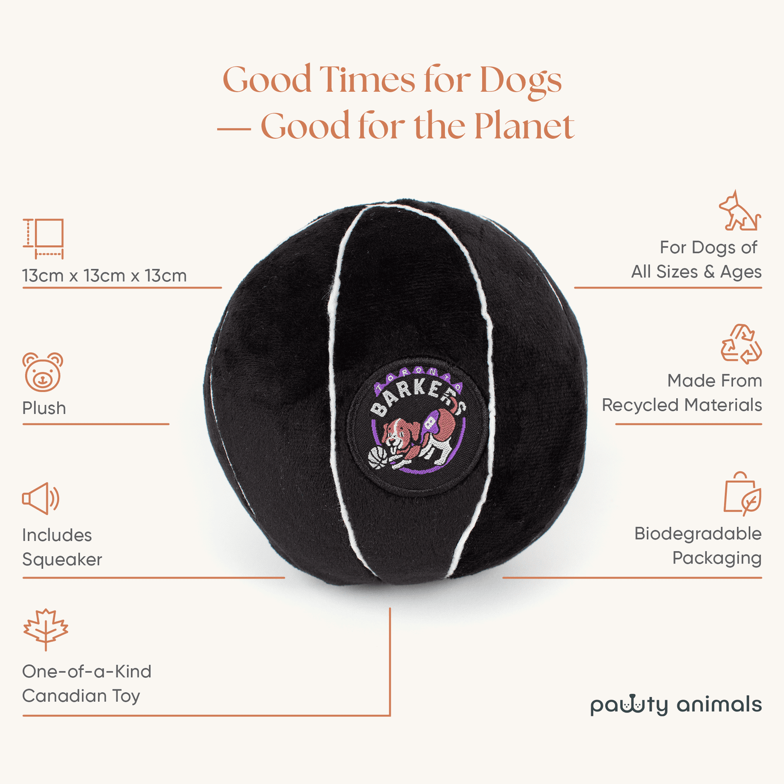 Toronto Barkers Plush Dog Toy – Squeaky Ball Fun