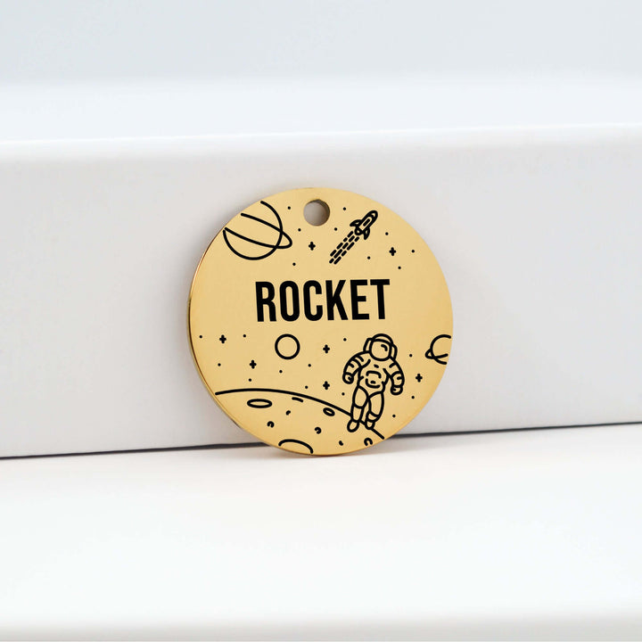 Space Pet Tag in Gold | Tag4MyPet