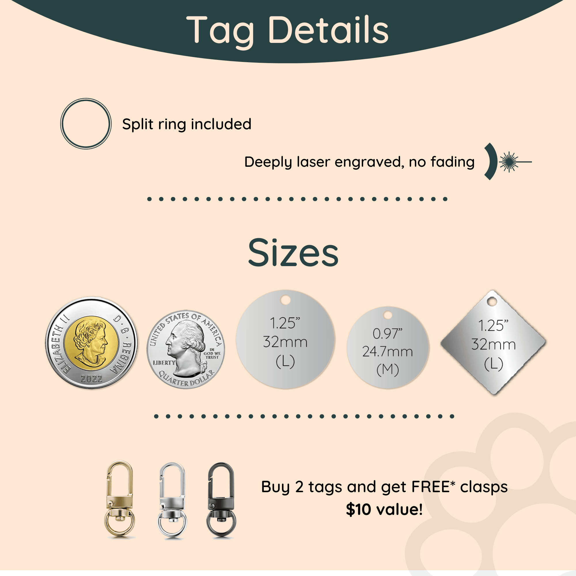 Engraved Dog Tags Canada Size Guide