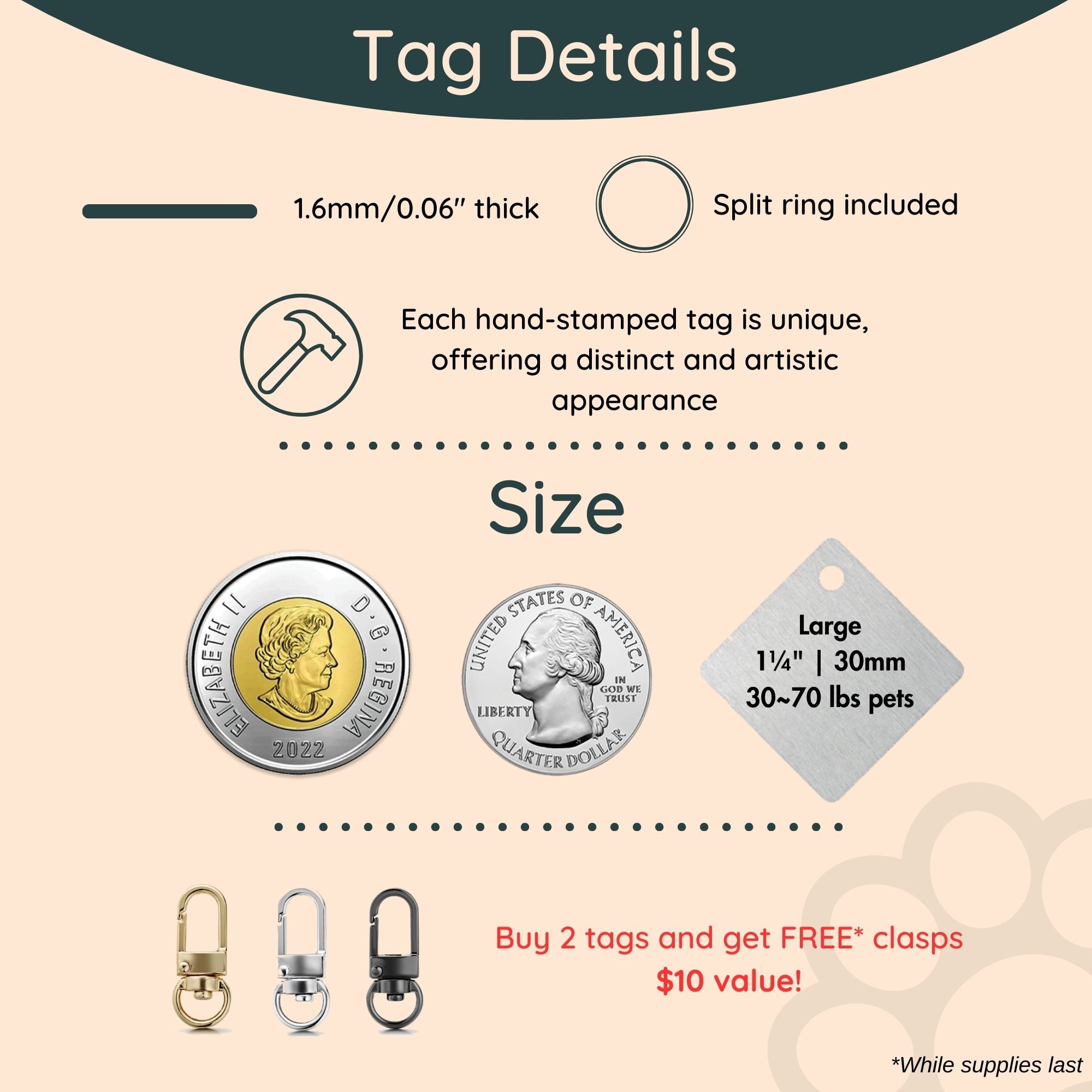 Dog tags size guide