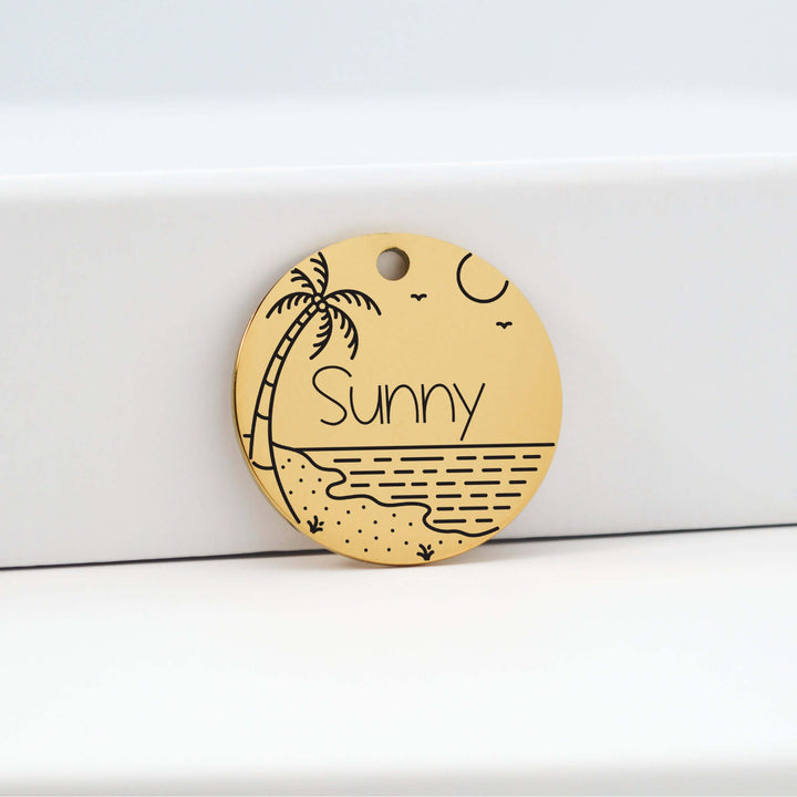 Beach Dog Tag in Gold | Tag4MyPet