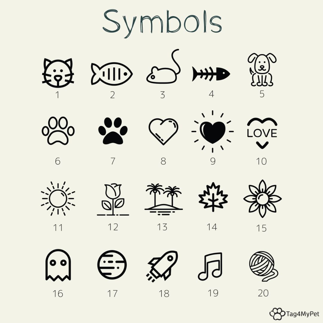 Cat name tag symbols