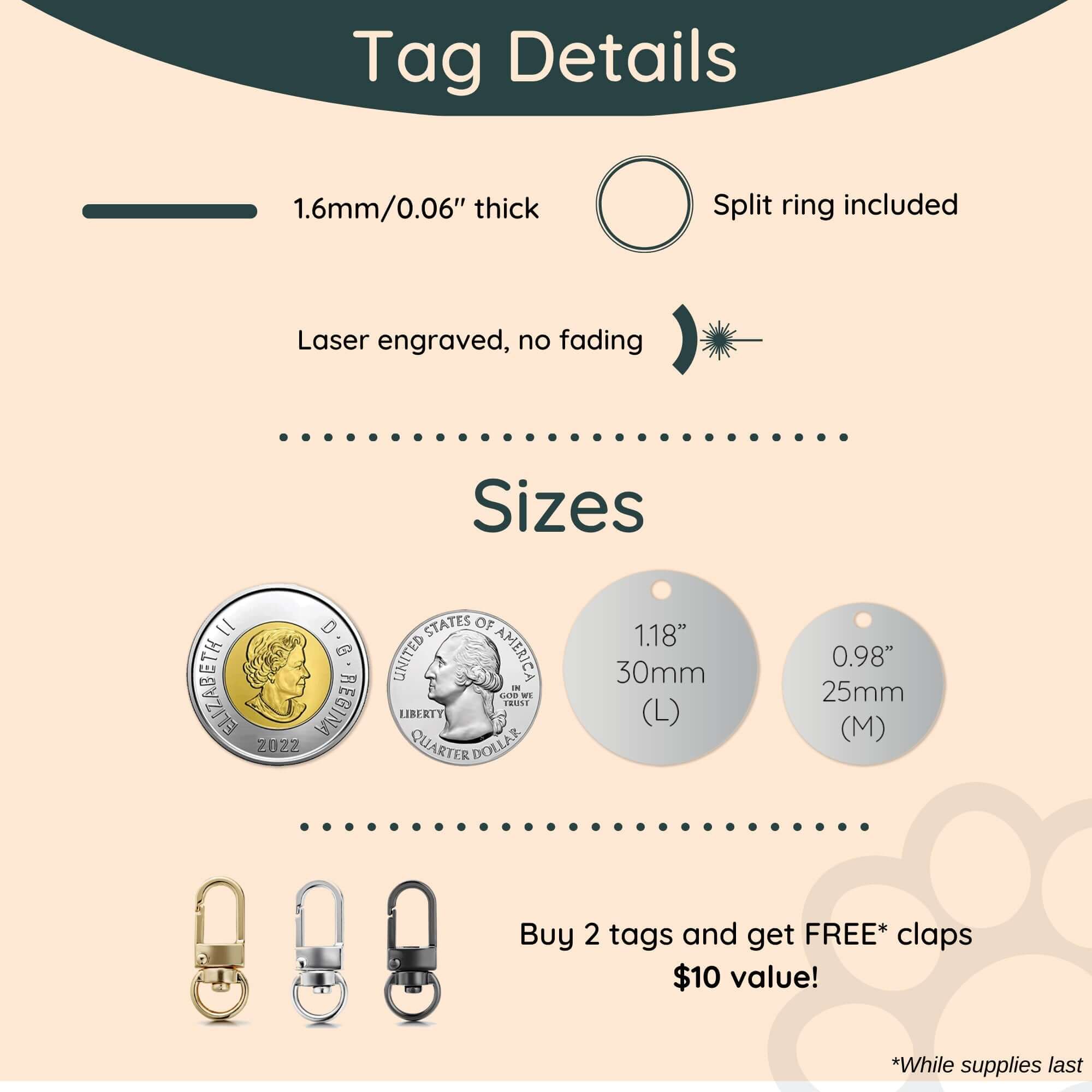 Dog tag size guide