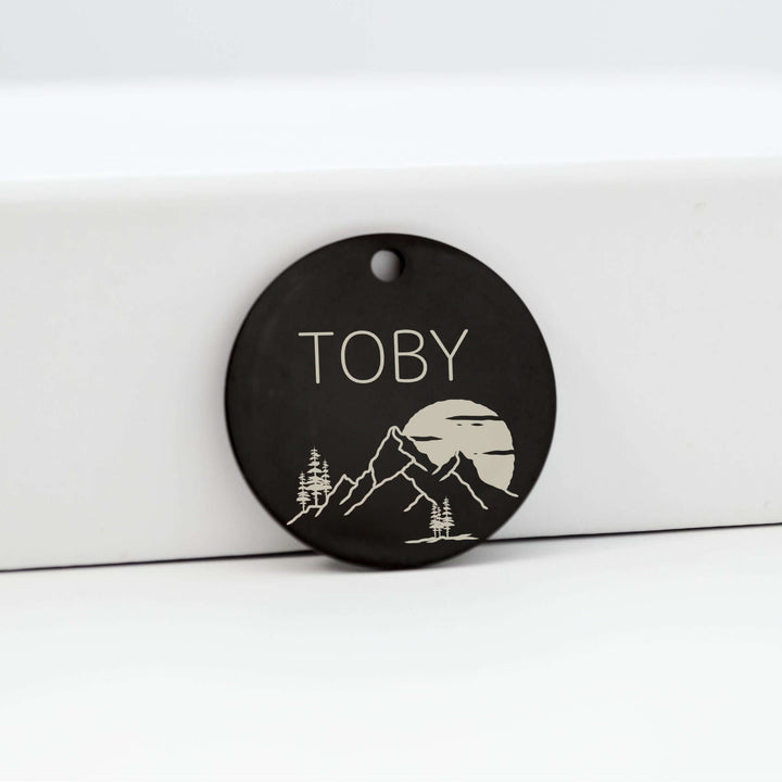 Dog Tag Mountains in Black | Tag4MyPet