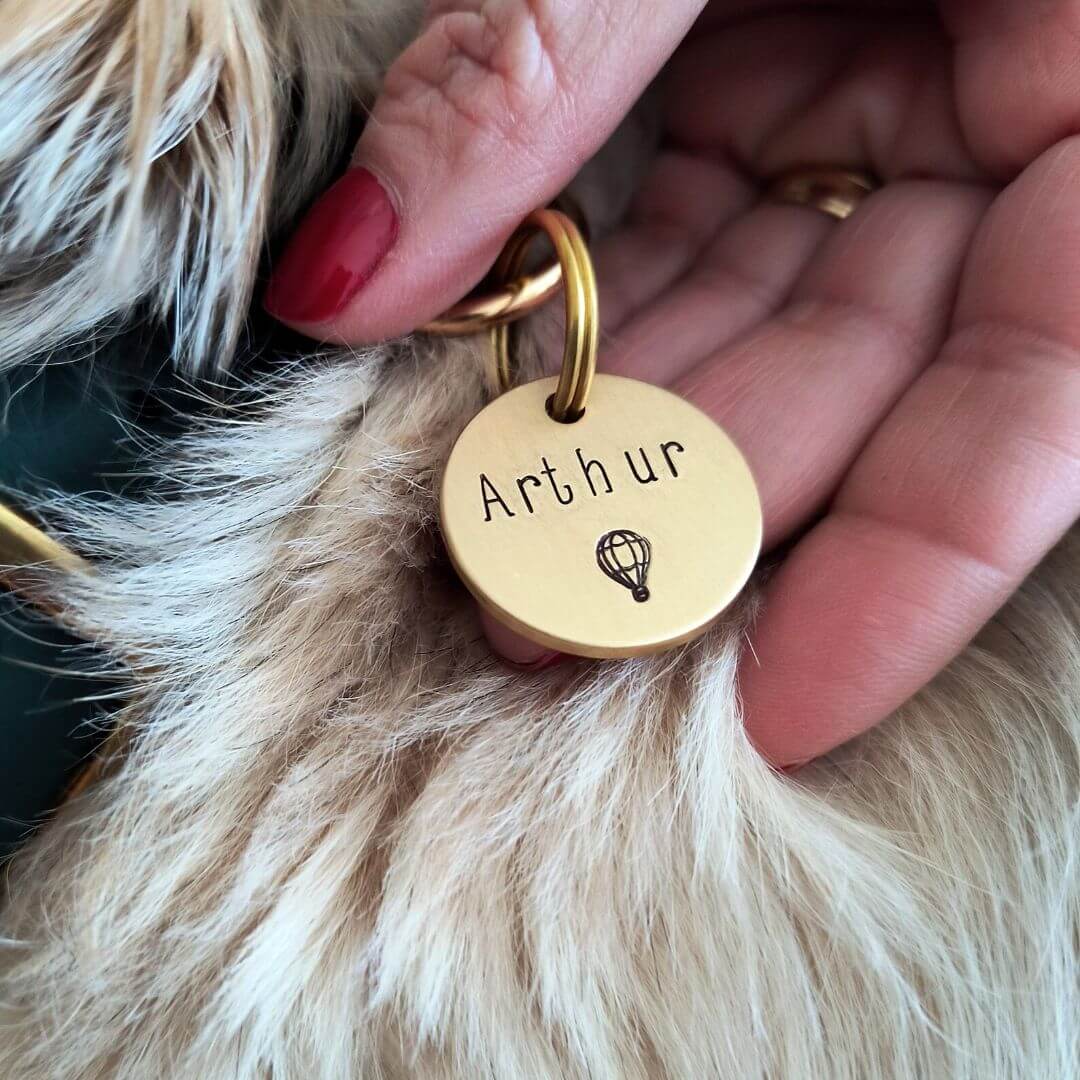 Arthur Tag Handstamped Gold