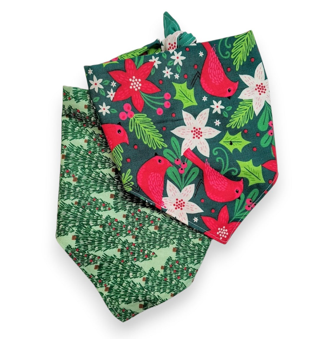 Two Christmas Patterned Dog Bandanas