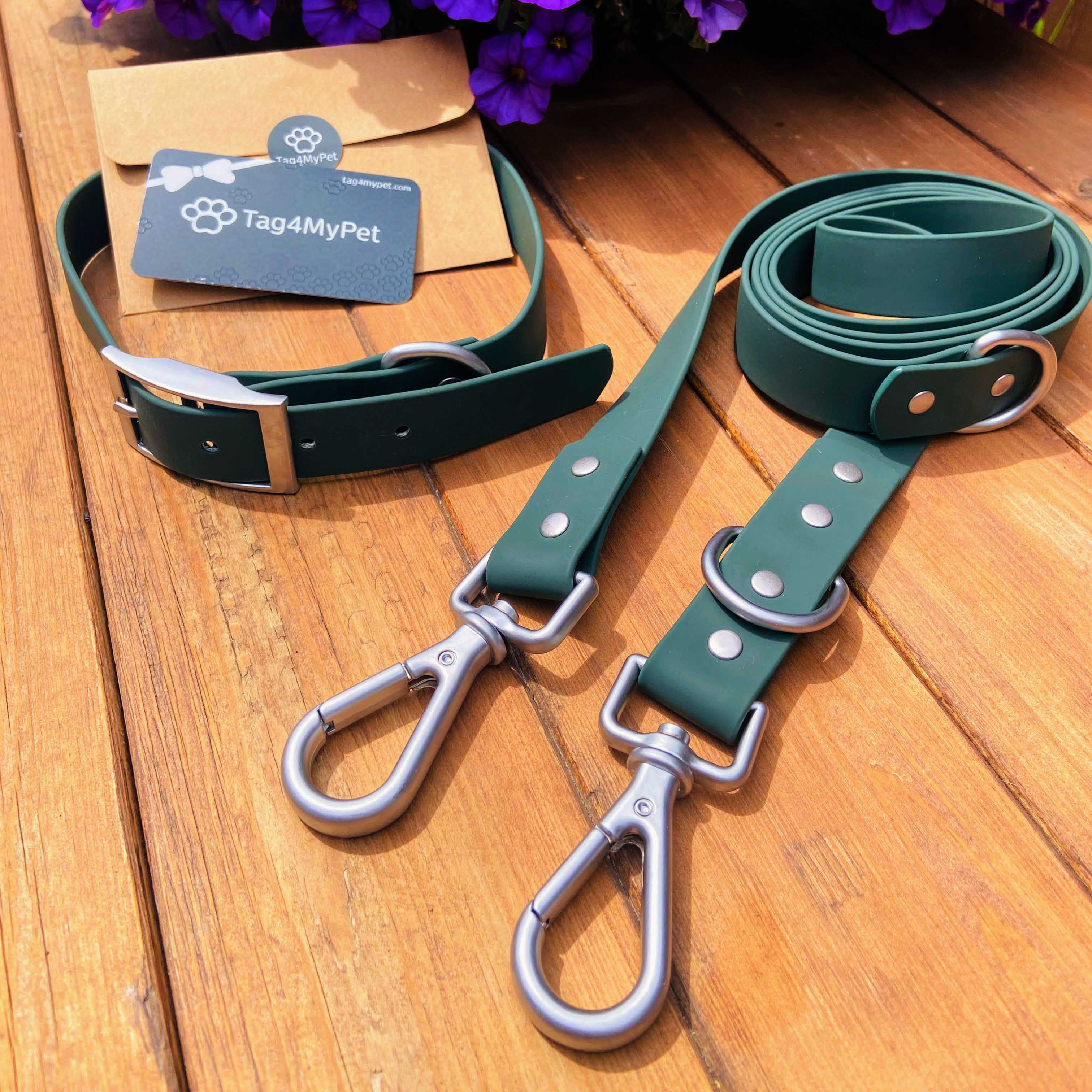 Waterproof Dog Collars in green