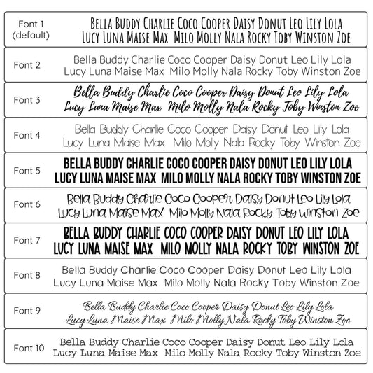 Custom dog tags Canada Font Options | Tag4MyPet