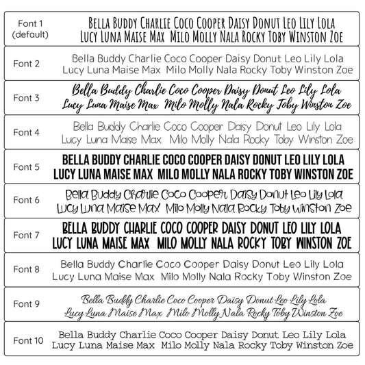 Dog ID Tag Font Options | Tag4MyPet
