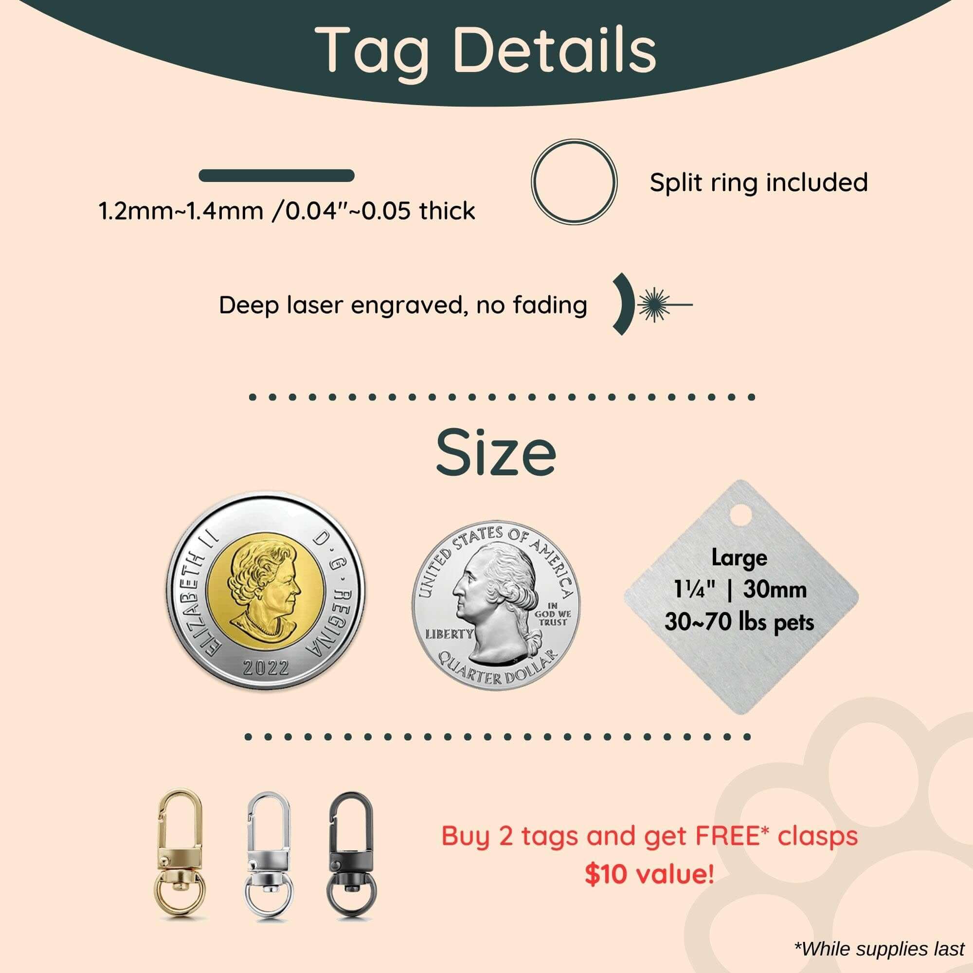 Dog tags Size Guide