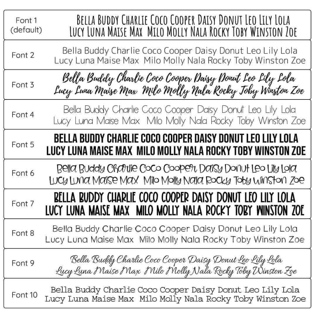 Dog Id Tag Font Options