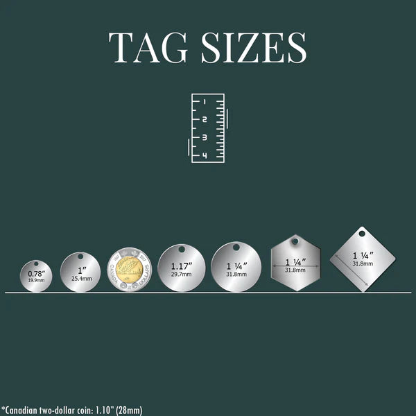 Tag Size Comparison Pet Tag Size Guide | Tag4MyPet