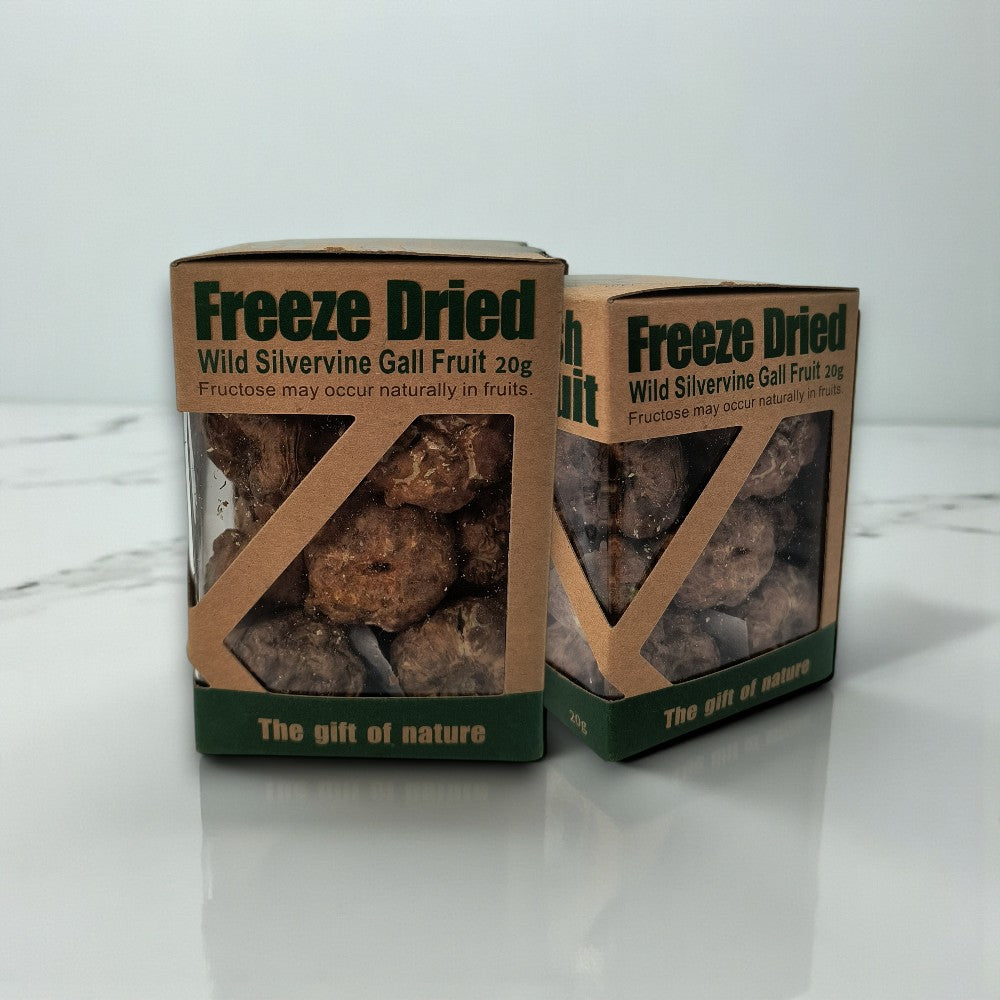 2 boxes of the Freeze-Dried Silvervine Gall Fruits 20g  – Natural and potent cat attractant treats for playful and happy cats, 100% chemical-free