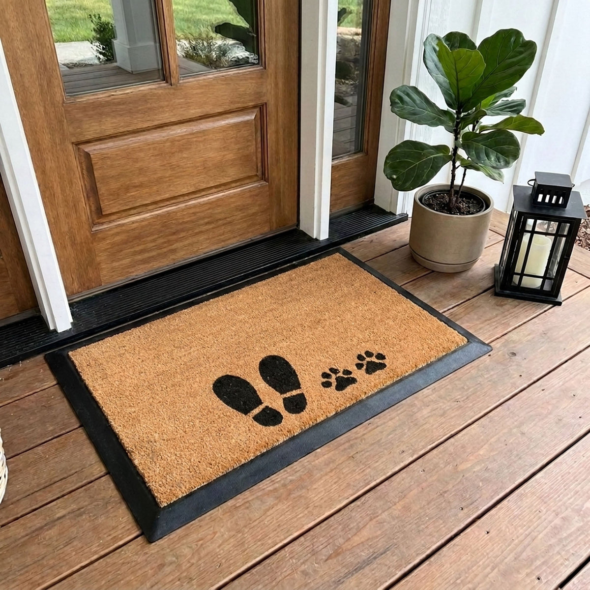 foot + paw rectangular doormat set | Pet Mud Rug | Tag4MyPet