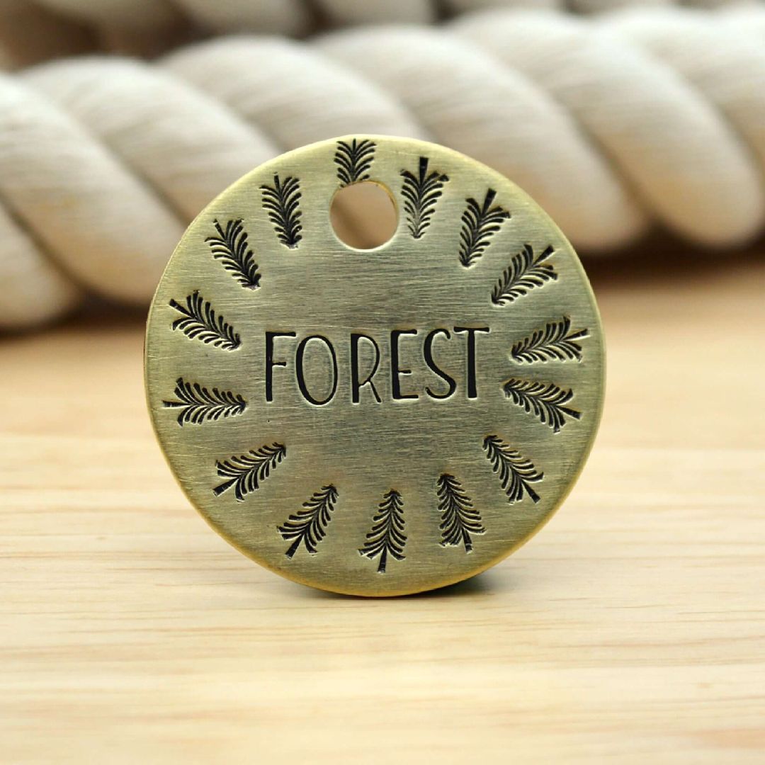 FOREST DESIGN TAG HANDSTAMPED | Tag4MyPet