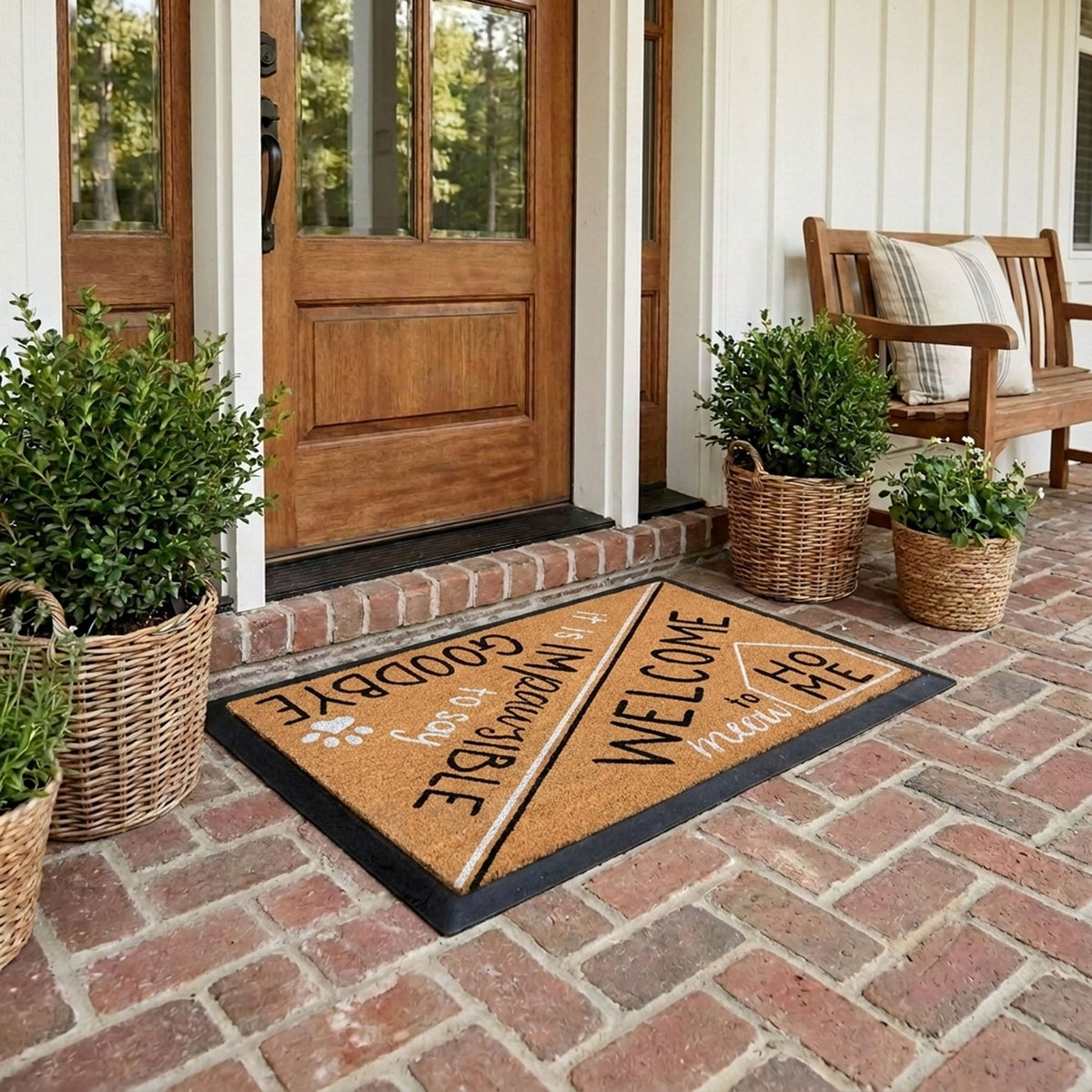 hello/goodbye rectangular doormat set | Paw print rug | Tag4MyPet