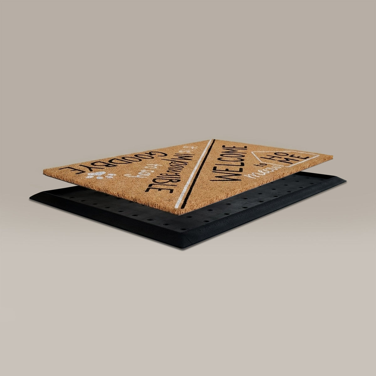 hello/goodbye rectangular doormat set | Paw print rug | Tag4MyPet