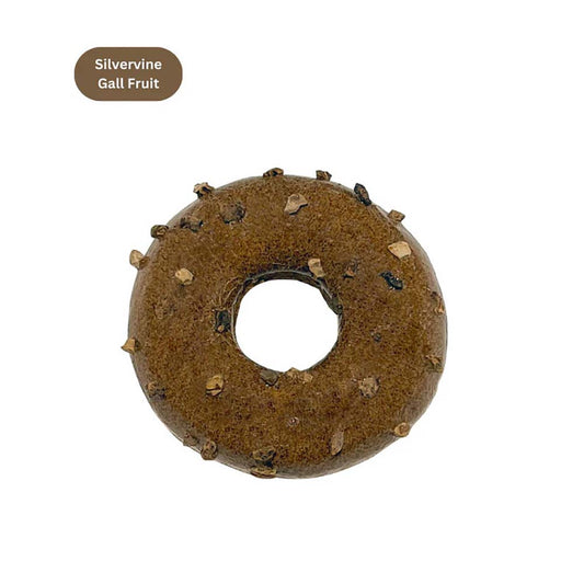 Silvervine-flavored donut-shaped cat toy with small textured bits on top.