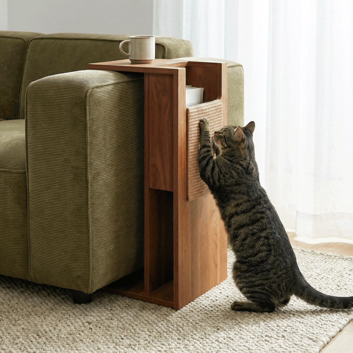 jewl nesting table + scratcher |  Side table cat scratcher for couch | Tag4MyPet