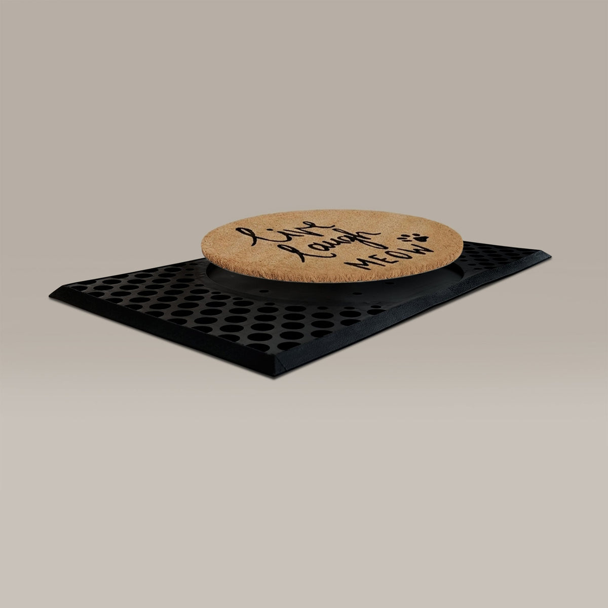 live laugh meow round doormat set | Cat welcome doormat | Tag4MyPet