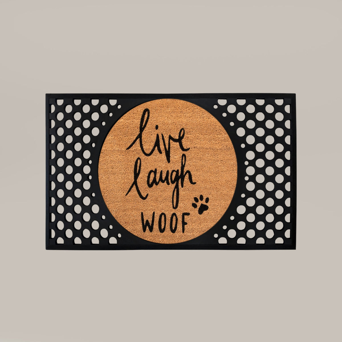 live laugh woof round doormat set | Pet area rug | Tag4MyPet