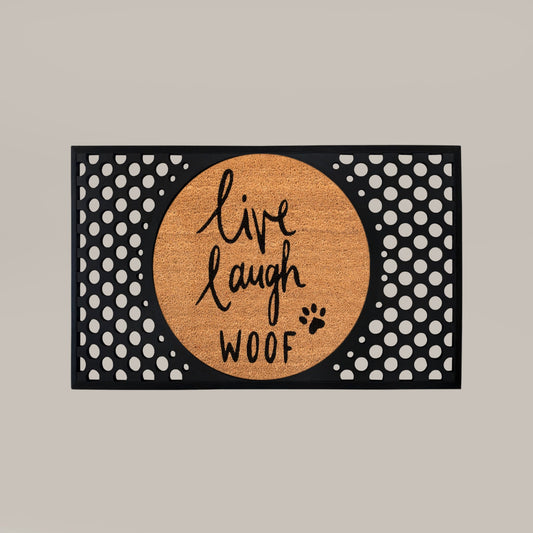 live laugh woof round doormat set | Pet area rug | Tag4MyPet